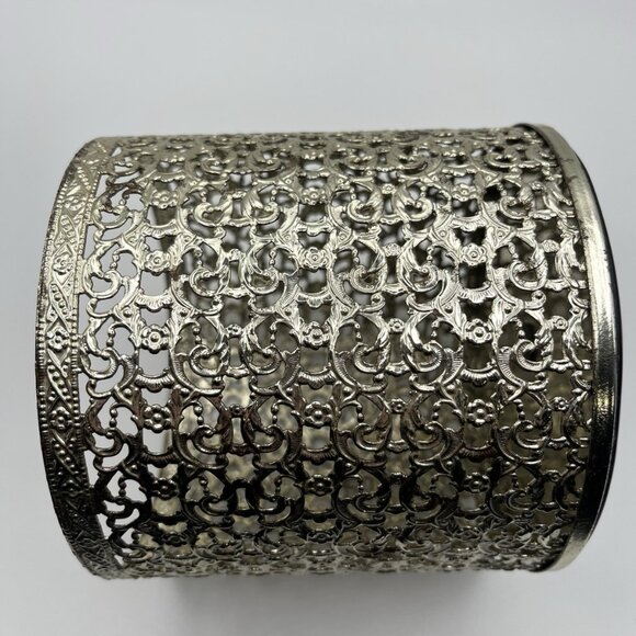 Vintage Hollywood Regency Filigree Tissue Cover Blue Lucite Top Mid Century Glam - Picture 7 of 8